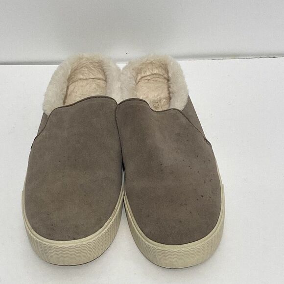 Toms Women's Tan Sunrise Suede Shearling Lined Slip On Mule Sneakers Size 7.5 - Picture 2 of 9